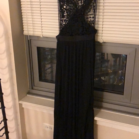 Aqua black illusion gown - Picture 2 of 4